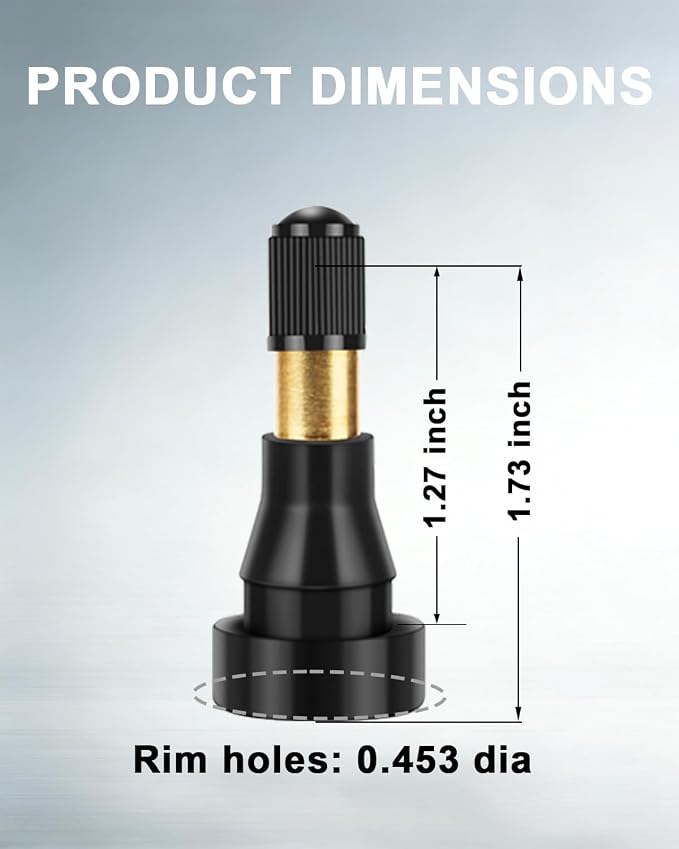 5 Pcs TR600 High Pressure Tire Valve Stems - Heavy-Duty Rubber Snap-in Valve for 0.453" Rim Hole, Fit for Trucks, Trailers, Cars