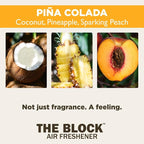 The Block - Wooden Car Air Freshener & Odor Eliminator - Long Lasting 30+ Day Scent - Car & Home Use - Fresh Gift Idea - Made in USA - Pina Colada 3-Pack