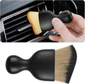 Car Interior Detailing Brush with Dust Cover, Auto Soft Hair Cleaning Brushes, Scratch Free Curved Dirt Collectors, for Vehicle Dashboard Air Conditioner Vents Leather(Brown/Black)