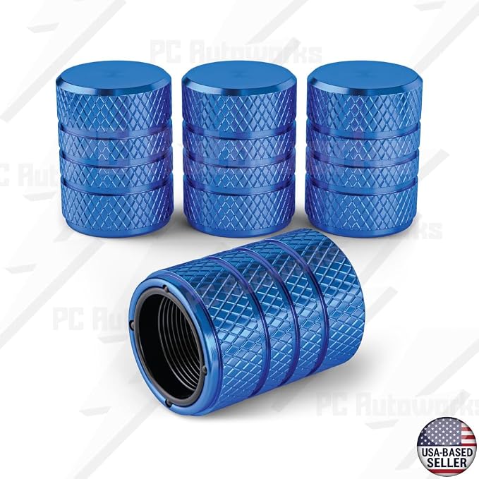 Aluminum Tire Valve Stem Caps – Anti-Rust, Premium Anodized Aluminum, Corrosion-Resistant, Easy Install, Universal Fit for Car, Truck, Bike, SUV – 1 Pack/Set of 4 (ICE Blue)