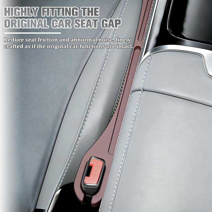 2PCS Car Seat Gap Filler, Seat Side Seam Crevice Blocker Organizer to Prevent Things from Dropping, Drop-Proof Auto Console Gap Guard Stopper Plug, Universal for Vehicles (Brown)