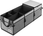 Trunk Organizer for SUV, Large Capacity Car Organizer and Storage with 5 Compartment and 1 Cover, Foldable Trunk Organizer for Car, 90L Grey