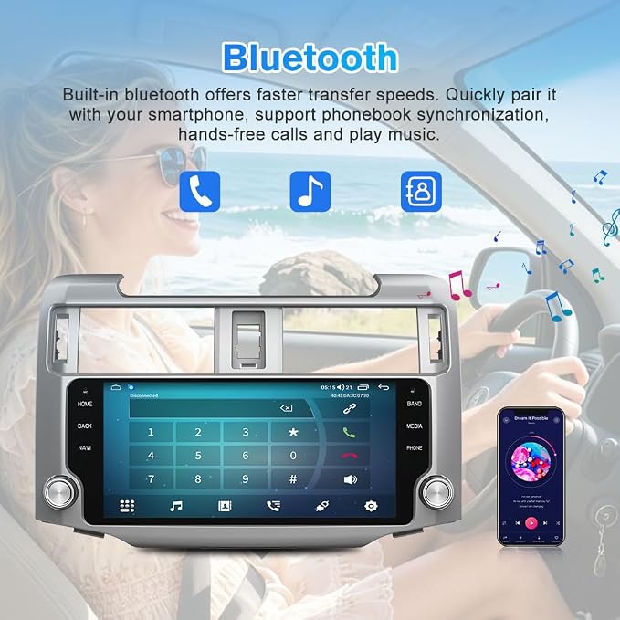 Car Radio Stereo Upgrade Android 13 for Toyota 4Runner 2010-2023 Head Unit with Wireless CarPlay Android Auto
