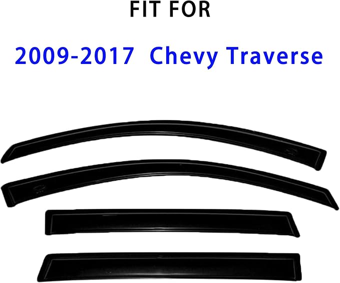 Tape On Rain Guards Window Visors Compatible with Chevy Traverse 2009-2017, Premium Side Vent Rain Deflectors for Car Windows,Weatherproof & Easy Installation,Smoke Tinted