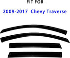 Tape On Rain Guards Window Visors Compatible with Chevy Traverse 2009-2017, Premium Side Vent Rain Deflectors for Car Windows,Weatherproof & Easy Installation,Smoke Tinted