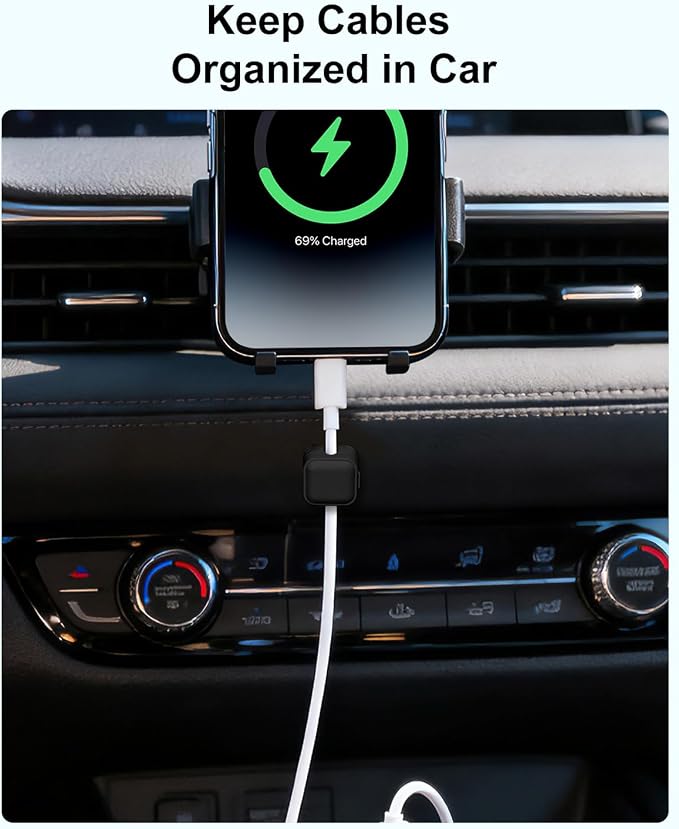 8 Pack Magnetic Cable Clips, Black Cable Management Accessories, Cord Smooth Adjustable & Adhesive Backing Cord Organizer for Office Home Organization, Desk, Wall, Nightstand, Phone, Car