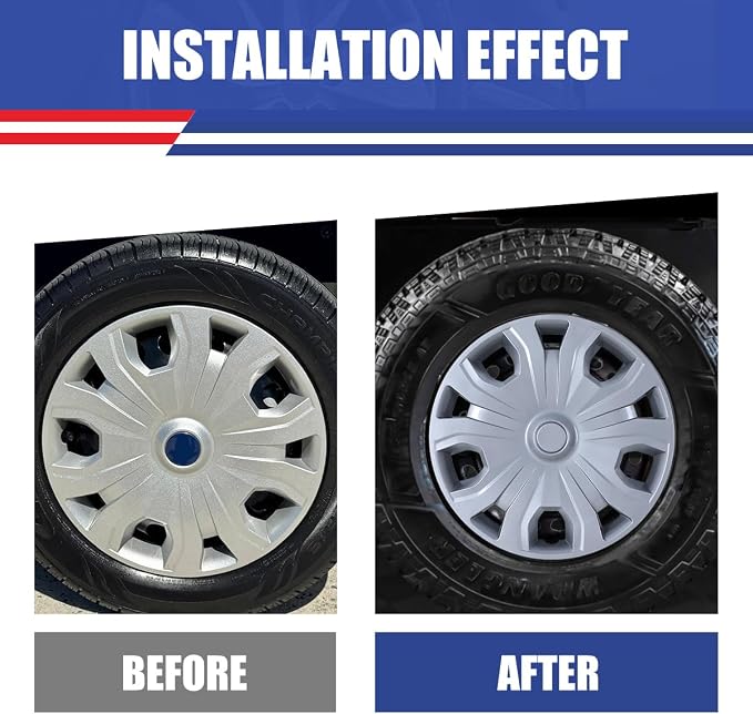 4Pcs 16 2014-2023 Wheel Hubcaps Wheel Cover Fits for Ford Transit | Connect Steel PP Material Snap-On Installation inch Car ReplacementLacquer