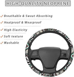 Auto Steering Wheel Cover for Women Men, Universal 15 Inch Soft Elastic Steering Wheel Wrap Anti-Slip Easy to Install Car Accessories, Aztec Camo Zebra Print