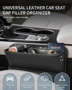 Car Seat Gap Filler, Pro-Seats Gap Filler Organizer and Storages 2-in-1, Premium Leather Center Console Organizer, Car Organizer Front Seat Universal Fit for Car SUV Truck