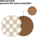 Brown White Checkered Car Steering Wheel Cover