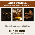 The Block - Wooden Car Air Freshener & Odor Eliminator - Long Lasting 30+ Day Scent - Car & Home Use - Fresh Gift Idea - Made in USA - Aged Vanilla 3-Pack