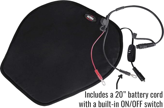 Heated Seat Pad for Motorcycle, ATV, Scooter & Snowmobile | Universal Fit Heated Seat Pad - Place On Top of Existing Seat | Exterior Warm Seat Cover | 12V Electric Heat Powersport Seat Warmer
