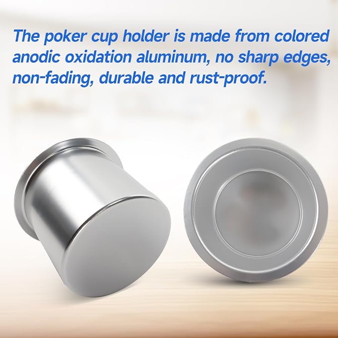 GSE Games & Sports Expert Jumbo Aluminum Cup Holder, Drop-in Cup Holder for Casino Poker Tables, Work Desks, Boats, RVs, Cars & Trucks (Silver, 2-Pack)