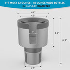 Car Cup Holder Expander with Offset Adjustable Base, Compatible with Hydro Flasks 32/40 Ounce, Compatible with Yeti Ramblers 20/26/30 Ounce, Other Bottles in 3.4"-3.8" (Gray)