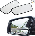 2 PCS Blind Spot Mirror, Rectangular Framed Curved Wide-angle Rearview Mirror, HD Anti-glare Parking Accessory with Adjustable Bracket, Truck Accessories for Men (Black)