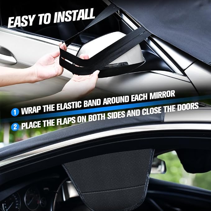 Extra Large Windshield Cover for Ice and Snow, Upgraded Thicken Oxford Car Windshield Cover Best for Ice, Frost & Snow Removal Windshield Snow Cover for All Weather (71x47 Inches)