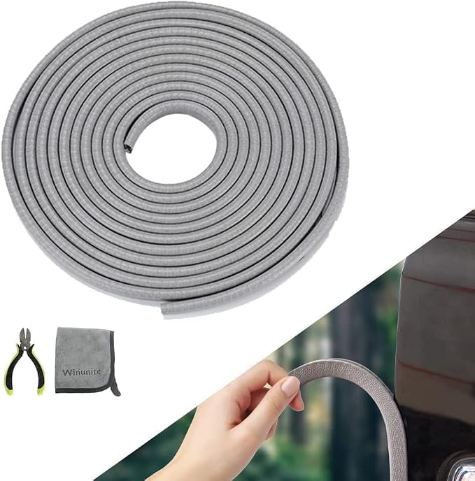 16.4ft(5m) Car Door Edge Guards Light Gray– Fits Most Vehicles, No Glue, U-Shaped, Built-in Metal Clips, Scratch and Chip Resistant – Reduces Dings in Parking Lots