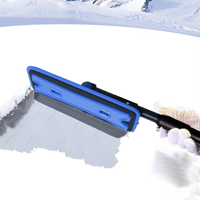36" Car 3-in-1 Snow Brush, Detachable & Extendable Ice Scraper with Wide Foam Head & Ergonomic Grip, Lightweight Aluminum Snow Removal Tools Windshield & Paint Safe Shovel for Vehicle (Blue)