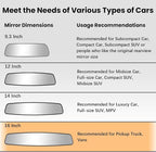Rear View Mirror, 16 Inch Chrome Anti-glare Universal Panoramic Convex Car Interior Rear View Mirrors Clip on Big Wide Angle Rearview Mirror Extender to Blind Spot for Pickup Trucks Van