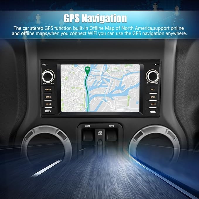 8Core Car Radio Stereo for Dodge RAM 2009-2012 Avenger Challenger Jeep Wrangler, 7 Inch Touch Screen with Android 13 Wireless CarPlay Android Auto Backup Camera