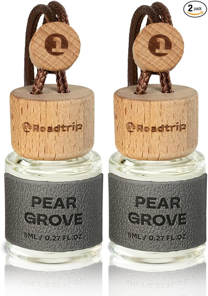 Scented Car Air Freshener - Long Lasting Essential Oil Diffuser - Car Accessories for Men & Women - Pack of 2 Non-Toxic Car Air Freshener - 0.27FL OZ/8ML (Pear Grove 8ml, Pear)