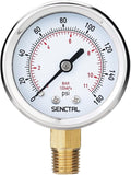 0-160 Psi Pressure Gauge, 2" Dial, 1/4 NPT Lower Mount, Waterproof, Stainless Steel Case, for Pneumatic Regulator Air Compressor RV Regulator Water Tire Pressure Test