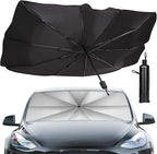 [2026 Upgraded] Sedan SUV Car Sun Shade for Windshield UV Rays and Heat Sun Visor Protector,Foldable Windshield Sun Shade Umbrella,Keep Car Cool,Easy to Use/Store,57''x 31''