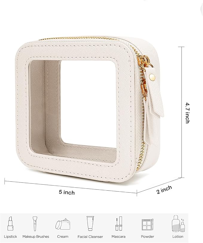 Clear Makeup Bag Small, TSA Approved Portable Toiletry Bag with Zipper Cosmetic Travel Bag Makeup Organizer Case Mini Makeup Pouch for Purse Car Organizer Bag for Women Men