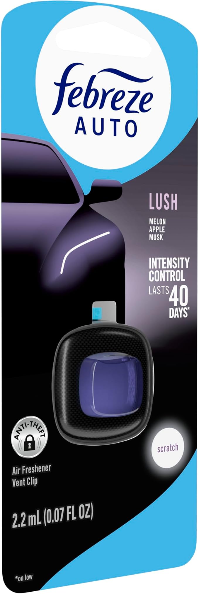 AUTO Air Freshener, Odor-Fighting Automotive Vent Clip, Lush Scent, 8 Count