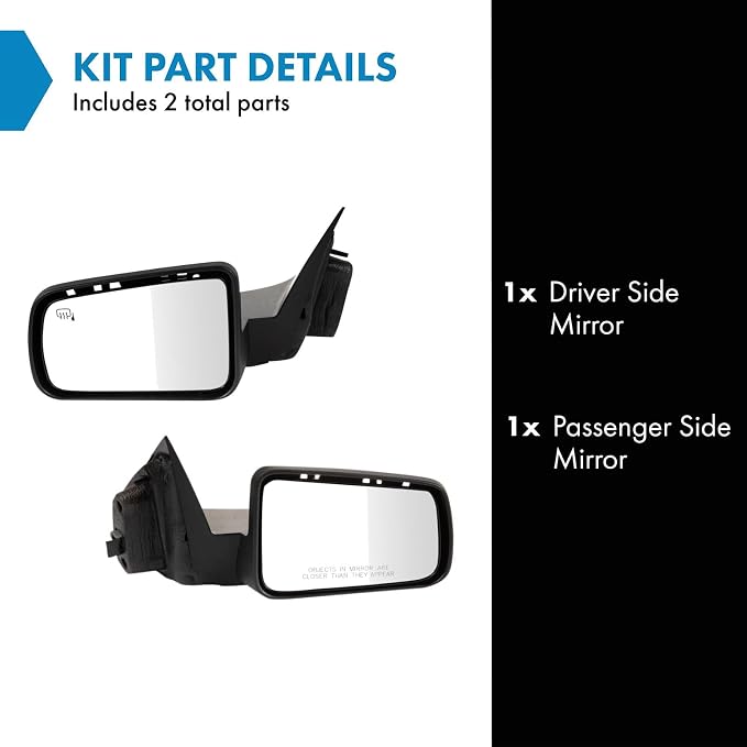 Power Heated Side Mirror Set Driver & Passenger Smooth Black Compatible with 2008-2011 Ford Focus FO1320317 FO1321317