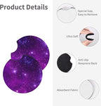 Purple Galaxy Steering Wheel Cover + Purple Starry Sky 2pc Car Coasters | Breathable Universal for 15 Inch Anti-Slip Car Suitable for Men Women Galaxys