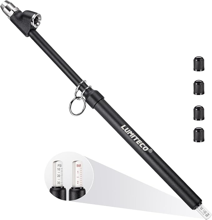 12'' Dual Head Tire Pressure Gauge, Heavy Duty Truck Tire Gauge Range 10-150PSI 1-10Bar for Tire Pressure Checker, Straight-On Tire Air Gauge Extended Tube for Semi Truck, RV, Car, Motorcycle