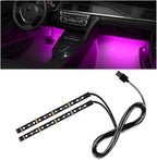 Wevdn Car Interior LED Strip Light, 12V 24 LED Waterproof Neon Ambient Night Light with USB Port, Automotive Atmosphere Decorative Under Dash Lighting Kit, Car Accessories (Pink Purple)