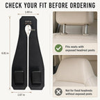 Car Headrest Hooks, 2 Pack 360° Rotating Double Hooks with Leather-Wrapped Metal Core, Heavy Duty Seat Back Purse Holder for Handbags, Grocery Bags and Backpacks, Black