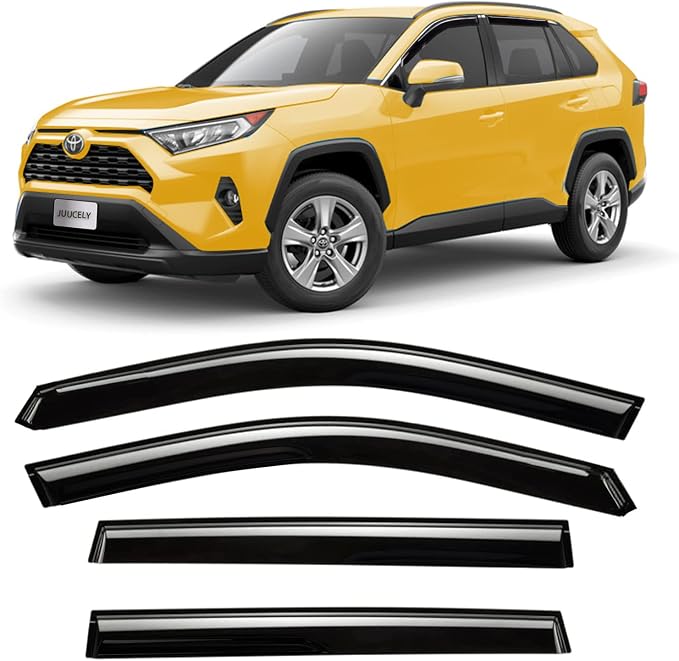 Tape-on Side Window Visors rain Guards Vent Deflectors for Toyota RAV4 2019 2020 2021 2022 2023 2024 2025, Smoke Tinted 4pcs