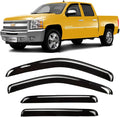 Side Window Visors rain Guards Vent Guard Shade for 07-13 Chevy Silverado & GMC Sierra 1500, 07-14 Silverado & Sierra 2500HD 3500HD Crew Cab Pickup Wind Deflectors Smoke, 4pcs