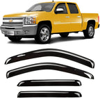 Side Window Visors rain Guards Vent Guard Shade for 07-13 Chevy Silverado & GMC Sierra 1500, 07-14 Silverado & Sierra 2500HD 3500HD Crew Cab Pickup Wind Deflectors Smoke, 4pcs