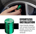 American Flag Tire Valve Stem Caps - (5 Pack) Metal Air Caps with Plastic Liner, Corrosion Resistant, Leak-Proof, Universal Stem Covers for Cars Trucks Motorcycles and Bikes - Green