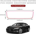 Car Rear View Mirror Protector Frame, Silicone Auto Rearview Edge Protection Cover Compatible with Model 3 Model Y, Interior Rear View Trim Frame Decoration, Car Accessories (Pink)
