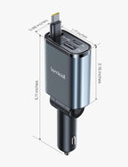 Car Charger USB C for iPhone 17 16 15 Fast Charging [60% More Compact] 57w Type C Retractable Car Charger Fit Samsung Galaxy S25 S24 Ultra Pixel Android, Car Accessories Gifts for Men Women