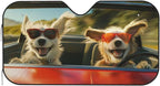 Windshield Sun Shade Dog Driving Car Funny Car Front Window Sunshade Cover for Truck SUV Blocks UV Rays Automotive Visor Interior Protector 51 x 27.5 inch