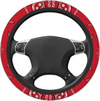 Black Border Red Bandana Colorful Paisley Bandanna Steering Wheel Cover Non-Slip Auto Steering Wheel Protector Car Accessories Universal Fit 15 Inches for Men Women