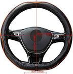 Flat Bottom Steering Wheel Cover Anti-Slip,Safety,Soft,Breathable,Durable,Full Surround,Comfortable Grip Microfiber Leather (D Shape, Black Orange)