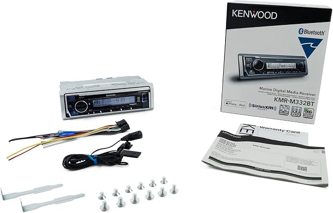 KMR-M332BT Car & Marine Stereo - Single Din, Bluetooth Audio, USB MP3, Aux in, AM FM Radio SiriusXM Ready, Weatherproof, Multi Color Illumination