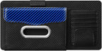 Car Sun Visor Organizer, Carbon Fiber Visor Glasses Tissue Card Holder Storage Pocket Pouch, Multifunctional Auto Sunshade Organizer Case Bag for Pens Documents Napkin, Universal Fit (Blue)