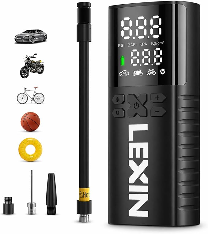 P4 Tire Inflator Portable Air Compressor, 150PSI Electric Air Pump for Car Tires, w/Pressure Gauge&LED Light, 4000mAh Cordless Smart Pump for Car/Motorcycle/Bike/Bicycle/Scooter/Ball/Inflatable