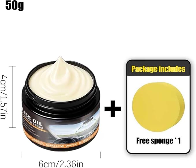 Car Window Oil Film Remover | 50g Anti-Fog Anti-Rain Remover - Auto Glass Cleaner,for Exterior Rearview Marine RV Truck Detailing Garage SUV Van Boat House