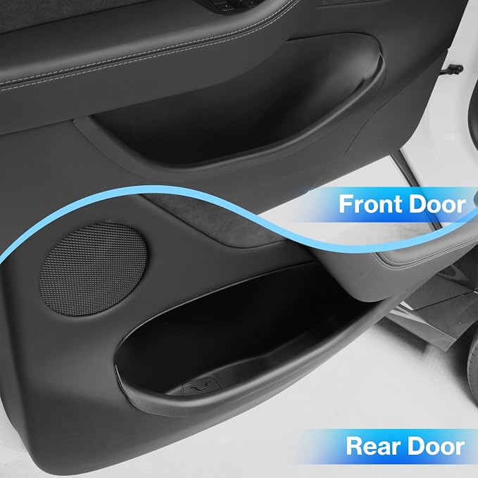 2025 2026 Tesla Model Y Juniper Door Pocket Liner & Storage Organizer Set | 4PCS Full-Cover TPE Door Slot Trays Waterproof Interior Accessories Fit for Model Y 2025 2026 Not Fit Standard & YL