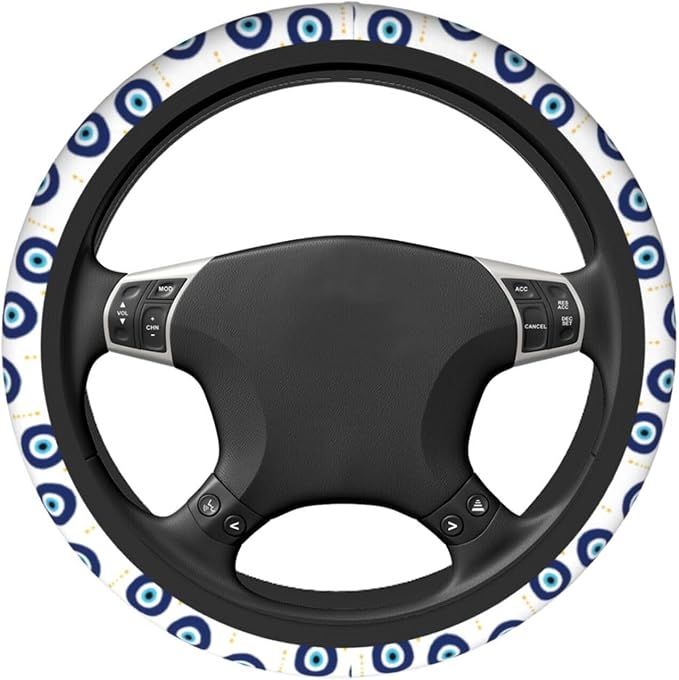 Blue Evil Eyes Magic Moon Steering Wheel Cover Car Accessories Cute for Women Girls Girly Universal 15 Inch Neoprene Auto Interior Decor Anti Slip Car Truck Protector