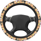 Cute Dog Print Neoprene Steering Wheel Cover Anti-Slip Elastic Pet Face Steering Wheel Protective Cover 15in Universal Car Accessories Fit Cars, SUVs, Auto